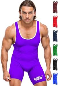 Exxact Sports Plain Men's Wrestling Singlet, High Performance Powerlifting Singlet Wrestling Singlets for Men - (Purple, AS)