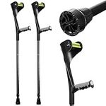 Lefeke Forearm Crutches for Adults, Adjustable Elbow Crutches with Cuffs, Folding Aluminum Crutches with Anti-Slip Footing, Lightweight Crutches for Elderly, Injured, Patient (1 Pair)