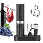 CIRCLE JOY 5-in-1 Electric Wine Opener Set Rechargeable Wine Corkscrew Bottle Opener with Charging Station, Foil Cutter, LED Indicator, Aerator Pourer and Vacuum Stopper