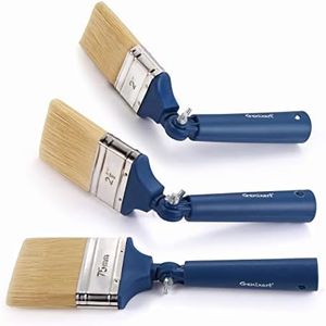 Genixart Multi Angle Adjustable Masonry Paint Brush, Stain Brushes for Fence & Wall Painting (3Pack Assorted Sizes)