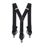 Tommy Hilfiger Men's 32mm Stretch Solid Suspender With Convertible Clip and Button End and Back Strap, Black, One Size