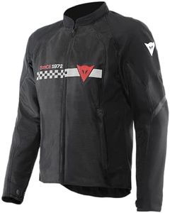 DAINESE - Herosphere Air Tex Jacket, Veste de Moto en Tissu, Ventilée et d'Eté, Homme, Noir/Blanc/Rouge, 50