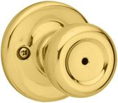 Kwikset Mobile Home Interior Privacy Door Knob with Lock, Door Handle For Bathroom and Bedroom, Polished Brass Keyless Turn Lock Doorknob