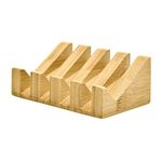 SUBEKYU Bamboo Soap Dish Self Draining Wooden Bar Soap Holder Soap Saver for Shower Slope Drainage Design with Waterproof Layer Wood Soap Dish for Bathroom and Kitchen ,1P