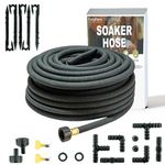 FangFarm Garden Soaker Hose 50FT, 1/2" Diametere with Heavy Duty Drip Irrigation Fittings Kit, Leakproof Drip Soaker Hose Save 70% Water for Lawn/Flower beds/Vegetable,GHT Fitting for Household