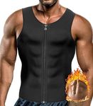 LTSnake Mens Hot Sweat Body Shaper Tank Top Tummy Fat Burner Slimming Sauna Vest Weight Loss Shapewear Neoprene (Black Zip, XL)