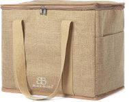 Reusable Insulated Grocery Bag -Insulated Shopping Bags for Groceries - Travel Cooler for Frozen and Hot Food with Zippered Top (Jute)