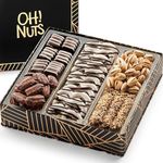 Chocolate Gift Basket Square Gift Tin | Premium Nuts, Gourmet Truffles & Chocolate Pretzles | Gift Tin for Special Occasions - Birthday, Anniversary, Corporate Party. For Men & Women by Oh Nuts