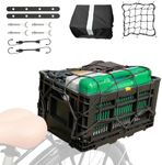 Axiniu Bike Foldable Rear Basket, Rear Bicycle Cargo Rack, Ebike Storage Rear Basket with Large Capacity, Cargo Net and Rainproof Cover, Easy to Install. Resistant to Heat & Corrosion