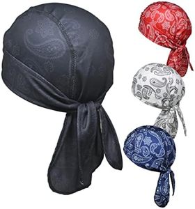 OutdoorEssentials Cooling Helmet Liner - Do Rag Head Bandana Wrap for Men - Biker Skull Cap for Cycling & Motorcycle