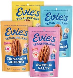 Evie's Pecans - Variety Pack of Roasted Texas Pecan Snacks - 4 Flavors - Healthy, Non-GMO, Gluten-Free and Vegan - 3 Oz, 4-Pack - Made-in-the-USA
