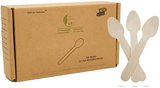 Disposable Wooden Ice Cream Spoons, 200 Counts 3.8" Round End Tasting Spoons Mini Birchwood Spoon Dessert Sampling Spoons, 100% Biodegradable & Compostable