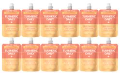 goodvibes juice co. Turmeric Daily | Natural Wellness Shot | Turmeric, Black Pepper, Ginger, Chamomile, Lemon, Maple | Antioxidants, Anti-Inflammatory, Immunity | Vegan, Gluten Free | 50mL Pouch (Pack of 12)