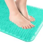 OTHWAY Shower Foot Scrubber Mat, Shower Matt Non Slip with Soft Grassy Bristles, Shower Mat for Inside Walk-in Shower, Foot Massager Bathtub Mat Non-Slip, Anti Slip Bath Mat for Tub(26X14 Lake Blue)