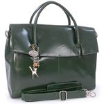 Catwalk Collection Handbags - Women's Leather 17 inch Padded Laptop Bag - Ladies Large Briefcase Work Bag - With Cross Body Strap - HELENA - Green