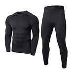 AORAEM Men's Winter Thermal Underwear Clothing Set Warm Long Johns Pants Sport Suits (Pure Black, M)