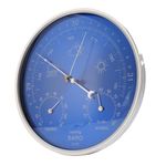 Luocute Thermometer Barometer Hygrometer, 3 in 1 All Season Wall Hanging Accurate Weather Instrument, Extra Large 7.09in Diameter Blue Dial for Indoor Outdoor Use