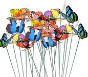 VIMOA Butterfly Plant Stakes 50pcs Decorative Garden Waterproof Small Butterflies Decor Garden for Houseplant Flower Beds Plant Pots