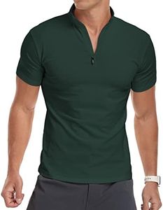 YTD Men’s Short Sleeve Polo Shirt Casual Slim Fit Shirts T Shirts Cotton Tops