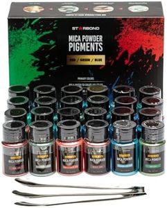 Starbond Mica Powder 24-Color Set — 5 Reds, 7 Greens, 12 Blues Natural Pigment Tones — for Epoxy Resin, Candle & Soap Making, Acrylic Paint, Wood Inlays, DIY Crafts & Nail Art (10g Jars)