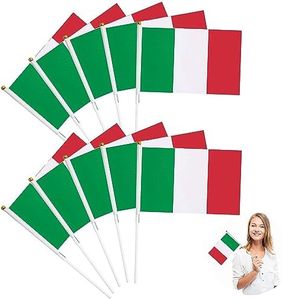 Bandiere dell'Italia a manovella Italiane bandiera della stamina，Bandiera Italia con Bastoncino, Mini Bandiera Italiana,per la festa della festa nazionale, festa, parate, giochi di calcio,10 PCS