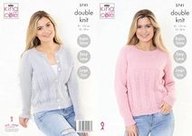 King Cole Ladies Double Knit Knitting Pattern Easy Lace Sweater & Cardigan (5741), Multi, 32 - 50 inch