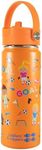 Tiddlers & Nippers Stainless Steel Vacuum Insulated Double Wall Kids Reusable Water Bottle with Leak Proof Straw 500ml | Keeps Cool for 24hrs & Warm for 10hrs + (Football Fun)