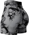 BEASTRIBE- Women Workout Shorts Scrunch Seamless High Waisted Tie Dye Print Contour Gym Yoga Biker Shorts Grey