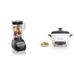 Hamilton Beach 56 Ounce 650W 10 Speed & Pulse Countertop Smoothie Blender, Black (50190F) & BLACK+DECKER 2-in-1 Rice Cooker and Food Steamer, 16 Cup (7 Cup Uncooked), White, RC516C