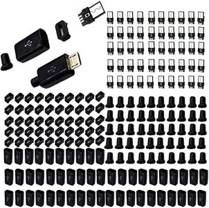 RUNCCI-YUN 50 Piezas Micro USB Tipo de Soldadura Macho Conector Macho Micro USB Tipo B Hembra 180 Degree Delantero 5pin /Atrás 4pin SMD SMT para Soldadura Teléfono Puerto De Carga Entrada Negro
