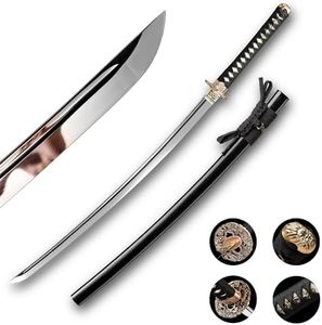 Handmade Katana,Japanese Samurai Sword Katana,Real Katana Sword Japanese Sharp, Katana Full Tang Sharp Can Cut Bamboo Trees.