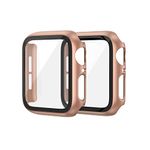 EDIMENS 2 Pack Hard PC Case Compatible with Apple Watch 38mm Series 1/2 / 3 Women Men, Overall PC Case Slim Tempered Glass Screen Protector Protective Cover for Apple iWatch 38mm, Rose Gold