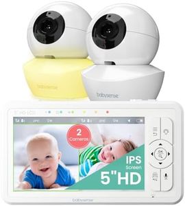 Babysense 5" HD Split-Screen Baby Monitor, Video Baby Monitor with Camera and Audio, Two HD Cameras 720p, Night Light, 300m Range, Two-Way Audio, 4x Zoom, Night Light, 4000mAh Battery