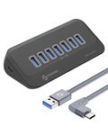 PHIXERO USB Port Hub 10Gbps, USB 3.1 Hub, High-Speed USB 3.2 Gen 2 Portable USB Splitter, USB Hub for Laptop, PC, iMac, MacBook, Playstation, Xbox (7*USB/1m)