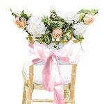 Trimming Shop 50pcs Satin Chair Sashes Bow Sash Decorative Party Chair Sash Wider Fuller Bows Chair Ties for Wedding Birthday Party Christmas Event Supplies Decoration, 7" x 108", Baby Pink