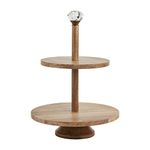 Mud Pie 40460025 Door Knob Wood Tiered Server, Pine, Brown