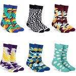 DYNAMOCKS Men's and Women's Combed Cotton Designer Crew Length Socks (Pack of 6) (Multicolour, Free Size) (Spark+Ritz+Burst+Techno+Mono+Polka)