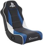 X-Rocker PlayStation Geist 2.0 Floor Rocker, Audio Gaming Chair - Headrest Speakers, Ergonomic Support, Foldable Rocking Base, Wipe-Clean Faux Leather for Kids & Teens - Black & Blue - Licensed