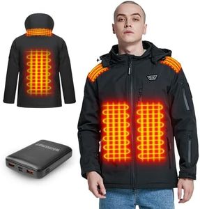 warmsmart Heated jackets for Men Women with 14400mAh Battery Pack, Heated Coats with Detachable Hood Windproof