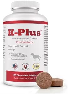 K-Plus Potassium Citrate Plus Cranberry Supplement for Dogs - UTI Remedy Chewable Tablets - Supports Bladder Health - For Every Dog Breed (100 Tabs)