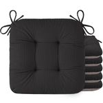 OVOV Chair Cushions for Dining Chairs Set of 6 17x16 Chair Cushion with Ties and Non-Slip Backing Tufted Thick Kitchen Chair Pads Made of Soft Fabric (Dark Grey)