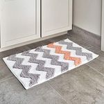 iDesign 86 x 53 cm Microfiber Chevron Rug, Light Gray/Coral