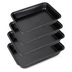 FWEEK 4 Piece Baking Trays for Oven Non Stick Roasting Tins- Heavy Duty Carbon Steel (PFOA Free) Cooking Oven Trays for Baking Food - Dishwasher Safe