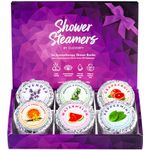 Cleverfy Shower Steamers Aromatherapy - Compact Box of 6 Premium Shower Bombs with Essential Oils. Self Care Stocking Stuffers for Women and Men - Adults and Teens. Purple Set.