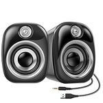 MELOGAGA Computer Speakers, 2.0 Stereo Mini Desktop Speaker, USB Powered & 3.5mm Aux-in PC Gaming Speakers with in-line Volume Control, Plug and Play for Desktop, Laptops, Monitor