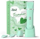 Dermave Bikini Shaver - Dusk Razor with Dual Head Electric Shaver (Body & Facial), IPX7 Waterproof Design, Painless Trimmer for Underarm/Legs/Bikini Line, Fashion Self-Care Gifts for Her (Green)