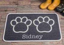 Personalised Extra Large Pet Feeding Mat | Machine Washable & Absorbent Carpet Pile | Non-Slip Backing | Big Paws Gray