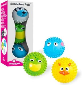 Edushape Sensofun Pals - Nubby Sensory Balls with Irresistible Textures to Grasp, Explore and Roll Across The Floor, Helps Tactile and Gross Motor Development, Little Ones Love to Chase After Them.