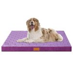 Patas Lague Checkered Orthopedic Dog Bed for Medium Dogs 91x61cm, Waterproof Medium Dog Beds with Removable Washable Cover, Egg Crate Foam Pet Bed Mat with Nonskid Bottom, Purple