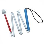 Aluminum Mobility Folding White Cane for Vision Impaired and Blind People (Folds Down 6 Sections) (140cm (55 inch), Blue Handle)